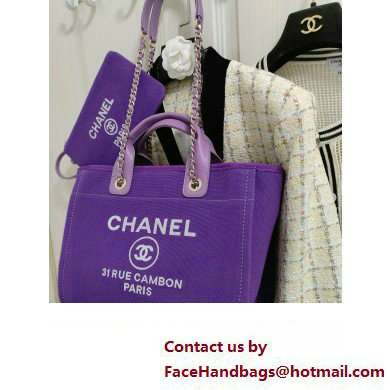 chanel Mixed Fibers, Calfskin  &  Gold-Tone Metal shopping bag purple 2024